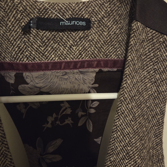 Maurices Brown Tweed Vest with Ruffle Detail - Picture 2 of 8